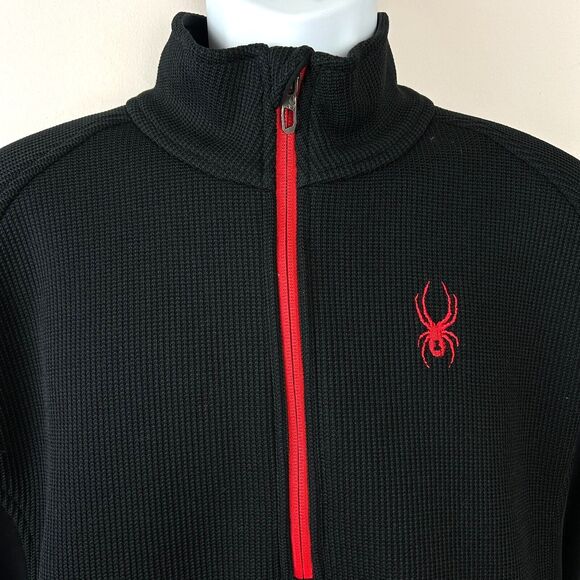 Spyder Black + Red Half Zip Waffle Weave Jacket Size XL - Picture 11 of 15